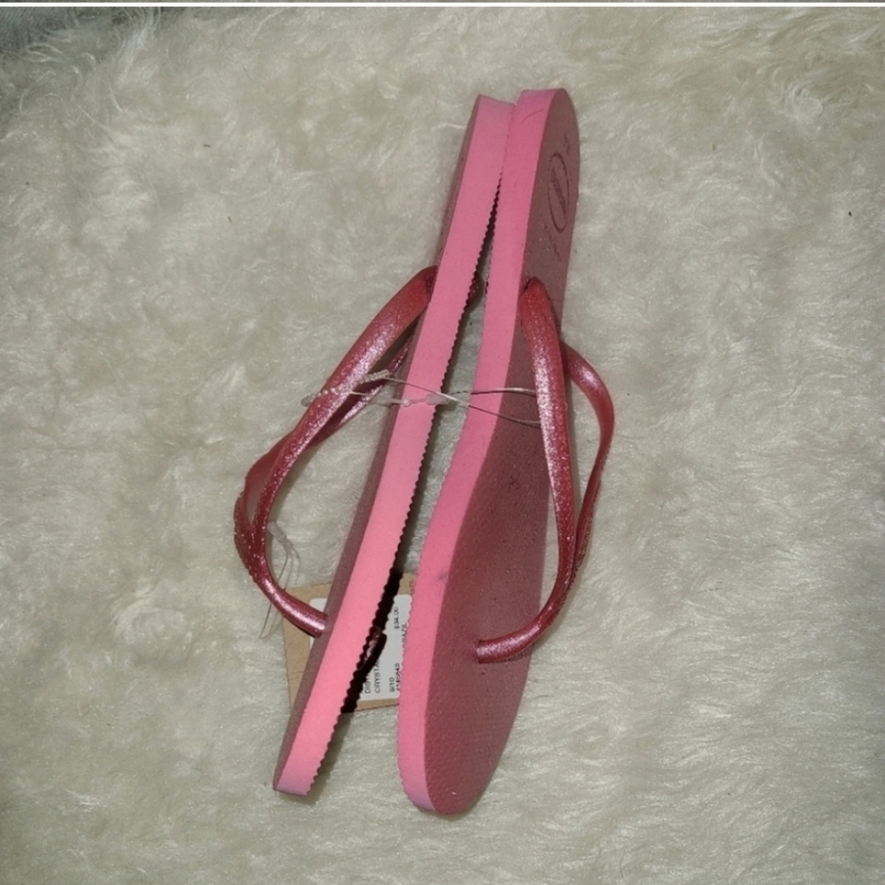 Havaianas Slim Pink Glitter Flip Flop Sandals size 9/10 - Picture 4 of 9